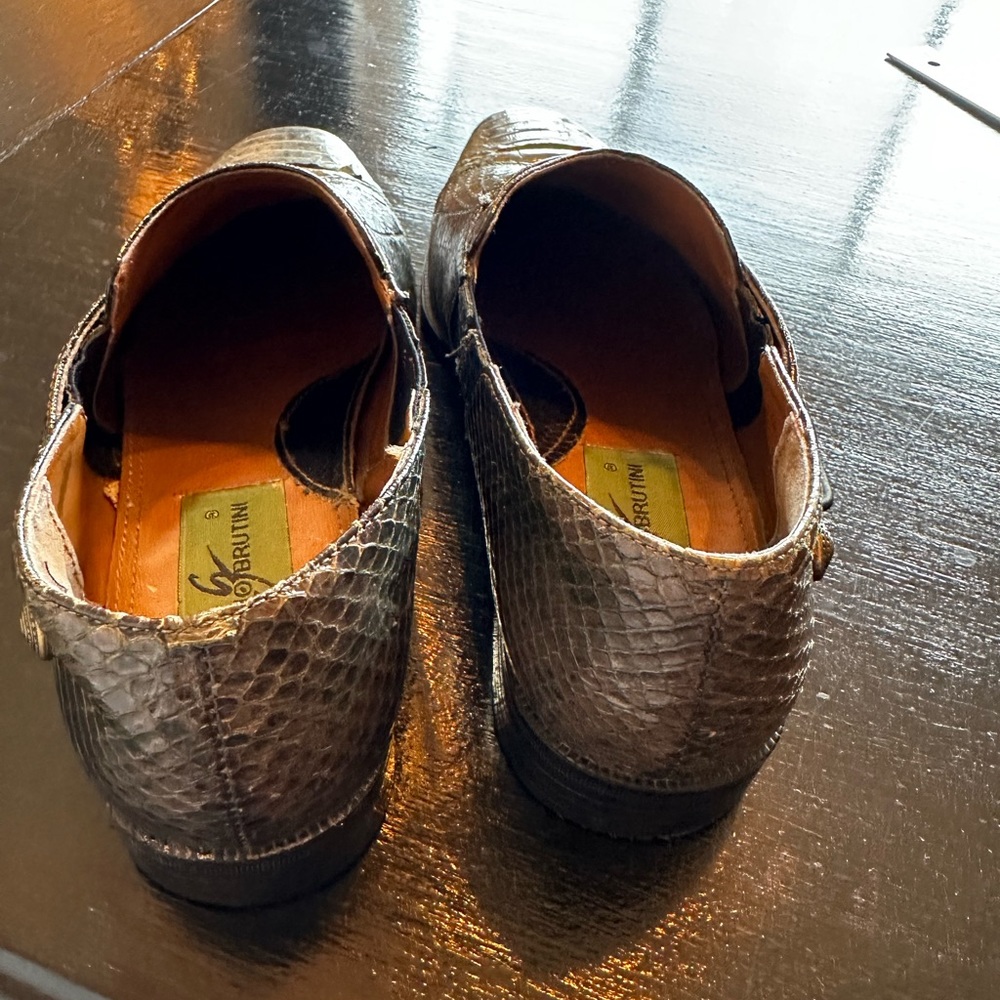 Vintage Giorgio Brutini 8 1/2 Green Genuine Snakeskin Shoes - Picture 14 of 15
